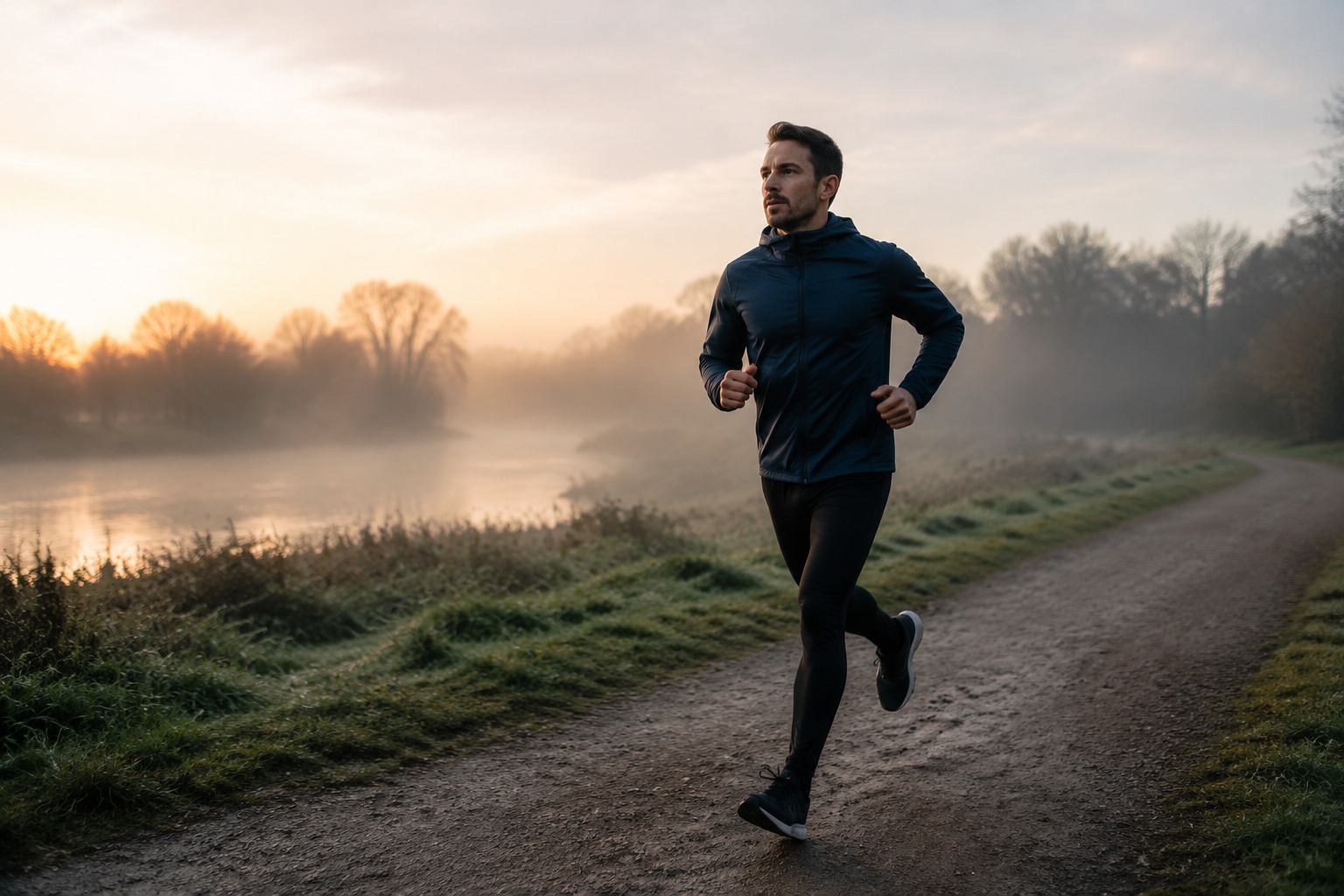 A person jogging outdoors as part of a daily wellbeing routine